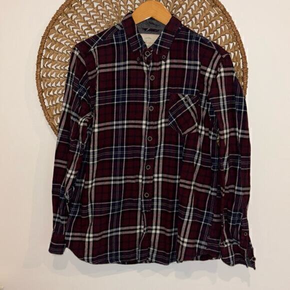 Weatherproof Other - Weatherproof Vintage burgundy and navy flannel button down size large
